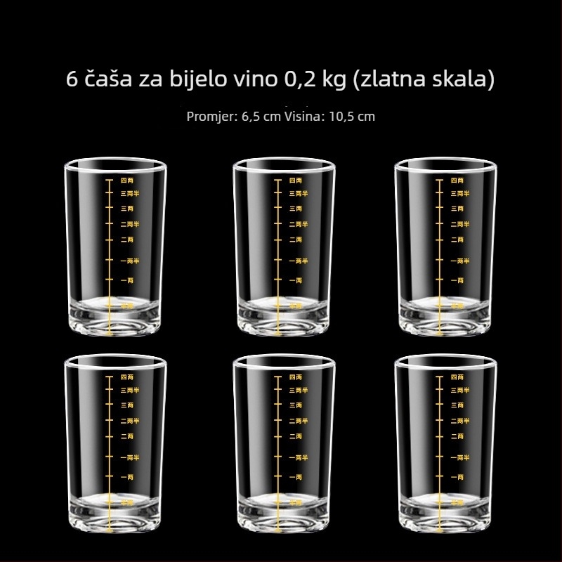 Set staklenih čaša za žestoko piće s mjernom skalom, uspravnog oblika, za kućnu upotrebu, kapacitet 1–100 ml