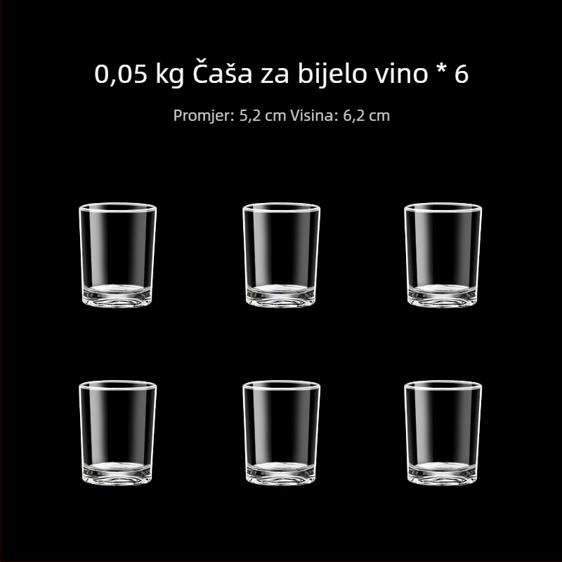 Set staklenih čaša za žestoko piće s mjernom skalom, uspravnog oblika, za kućnu upotrebu, kapacitet 1–100 ml