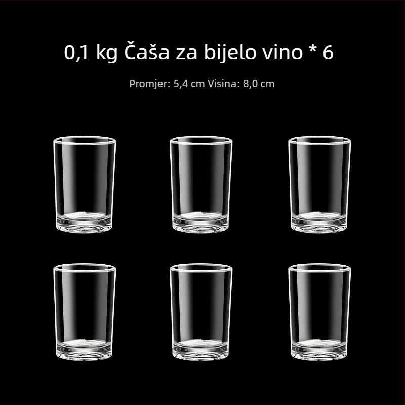 Set staklenih čaša za žestoko piće s mjernom skalom, uspravnog oblika, za kućnu upotrebu, kapacitet 1–100 ml