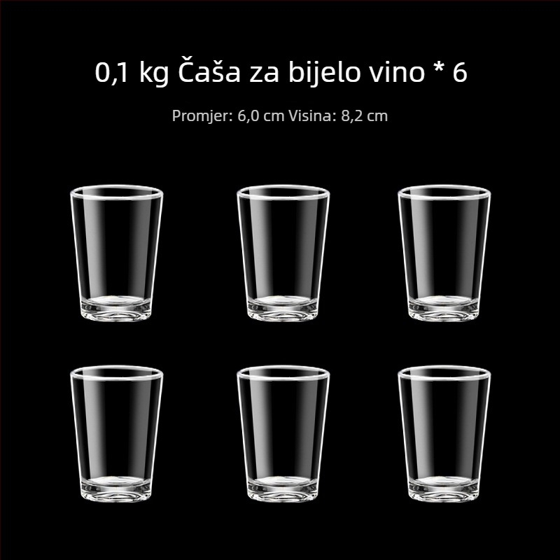 Set staklenih čaša za žestoko piće s mjernom skalom, uspravnog oblika, za kućnu upotrebu, kapacitet 1–100 ml