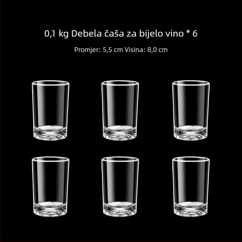 Set staklenih čaša za žestoko piće s mjernom skalom, uspravnog oblika, za kućnu upotrebu, kapacitet 1–100 ml