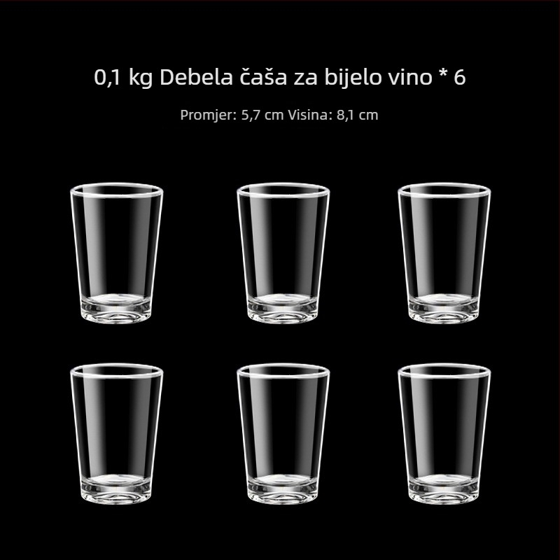 Set staklenih čaša za žestoko piće s mjernom skalom, uspravnog oblika, za kućnu upotrebu, kapacitet 1–100 ml