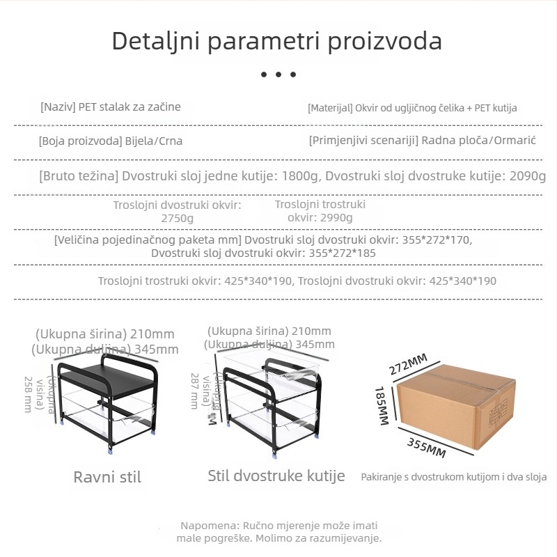 Dvostruki metalni izvlačni stalak za pohranu ispod sudopera u kuhinji