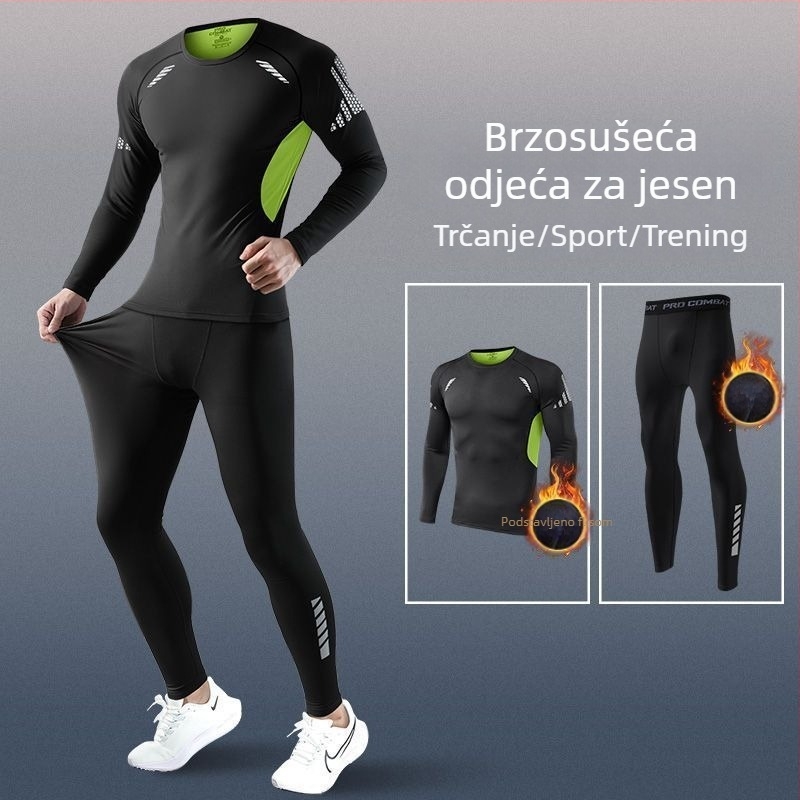 Muški set kompresijske odjeće za brzo sušenje, za zimsko trčanje i trening