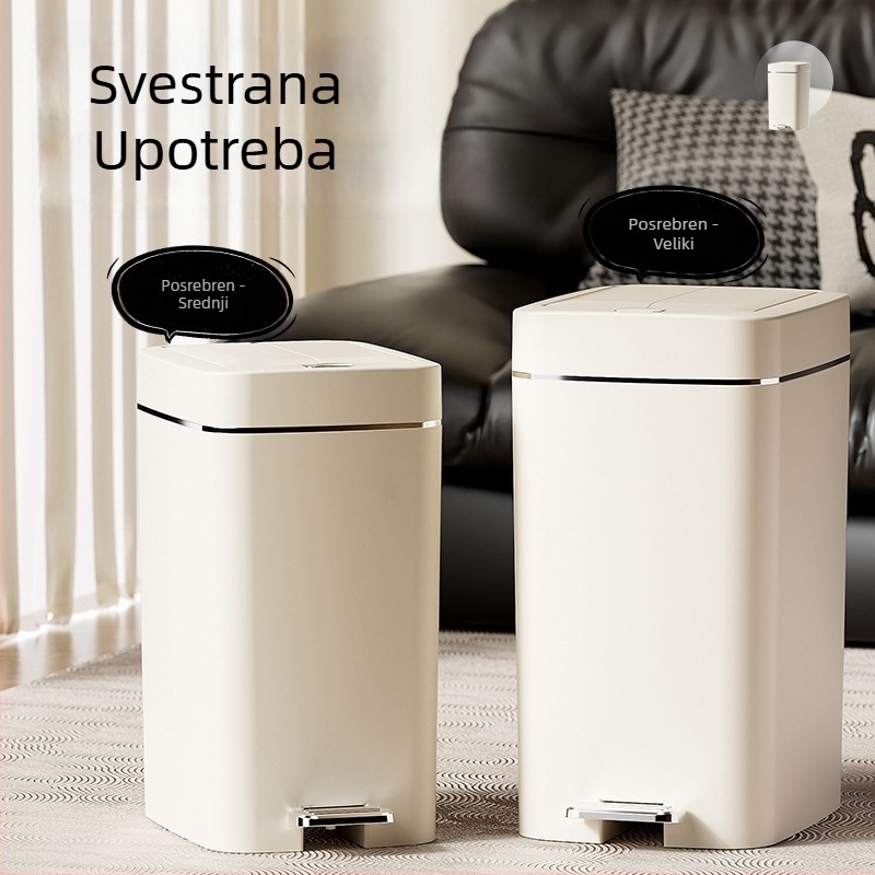 Koš za otpatke za kućanstvo 12 L s pedalom, mekanim zatvaranjem i dvostrukim otvaranjem, vodootporan za kupaonicu