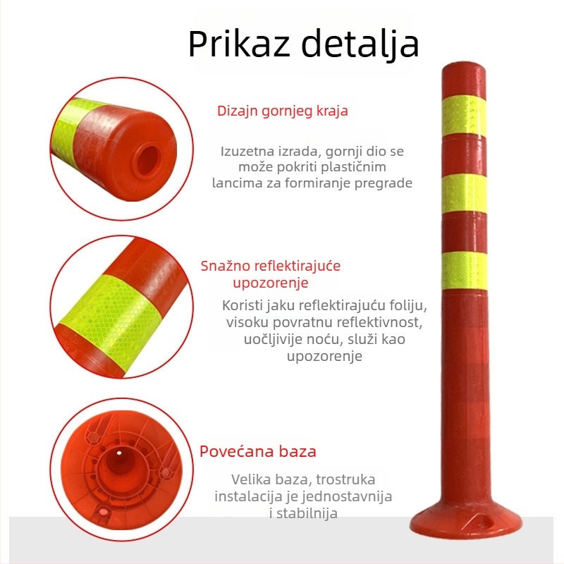 75 cm plastična kolona za upozorenje, fleksibilni razdjelnik, reflektirajuća barijera za parkiranje