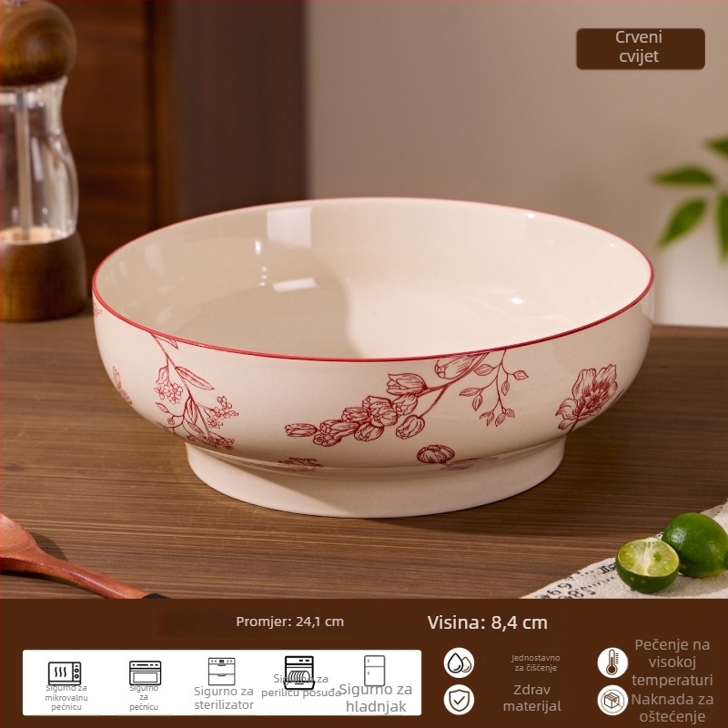Velika porcelanska jušna zdjela, moderni minimalistički dizajn, okrugli oblik, promjer 19 cm, pogodna za posluživanje ribe ili juhe