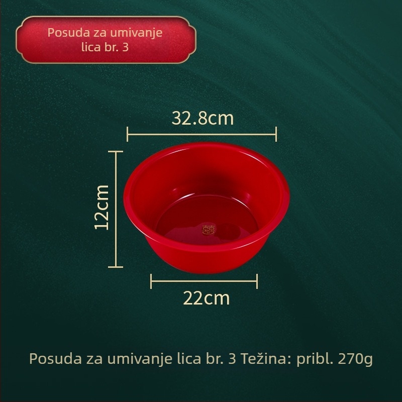 Vjenčani svečani set: crveni znak Sreća dvostruka, posuda za pranje povrća i daska za ribanje – kućna upotreba