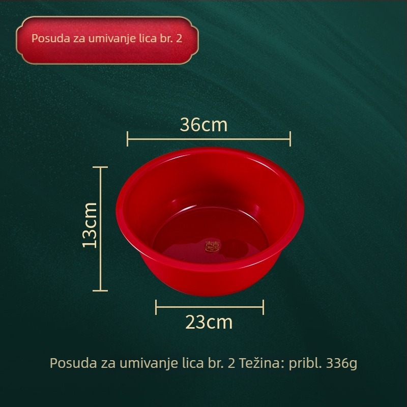 Vjenčani svečani set: crveni znak Sreća dvostruka, posuda za pranje povrća i daska za ribanje – kućna upotreba
