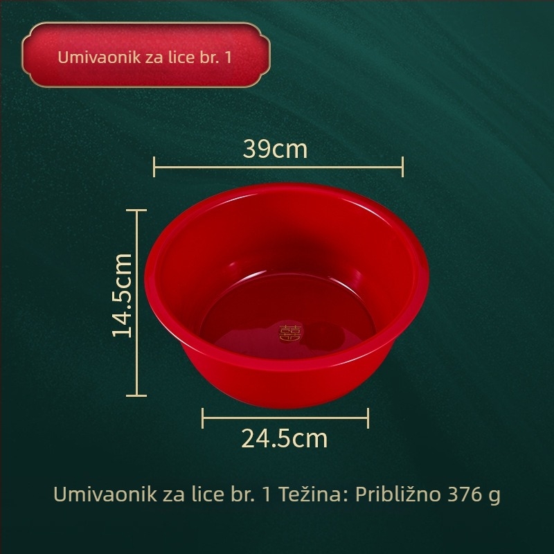 Vjenčani svečani set: crveni znak Sreća dvostruka, posuda za pranje povrća i daska za ribanje – kućna upotreba