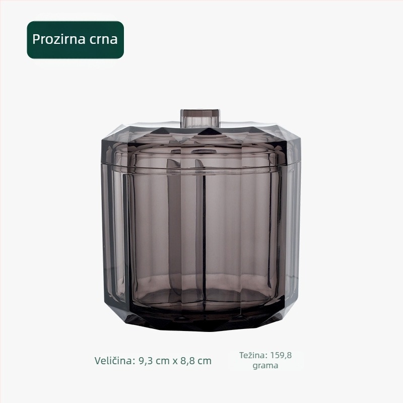 Akrilna stolna kutija za pohranu s tri odjeljka i poklopcem, za pamučne štapiće i ljepilo za trepavice