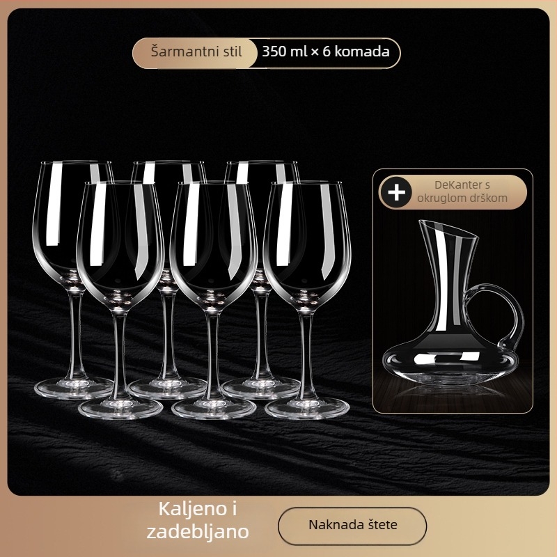 Kristalna čaša za crveno vino, europskog stila, čaša goblet, držač čaša, dekantor i poklon-set