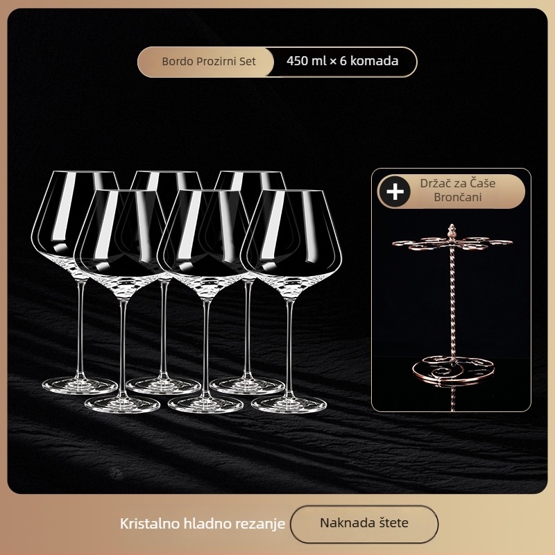 Kristalna čaša za crveno vino, europskog stila, čaša goblet, držač čaša, dekantor i poklon-set