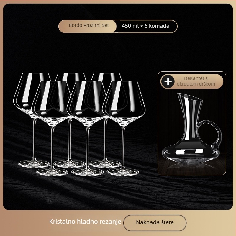 Kristalna čaša za crveno vino, europskog stila, čaša goblet, držač čaša, dekantor i poklon-set