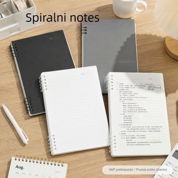 B5 spiralna bilježnica s minimalističkim, debelim dizajnom, format A5, za učenike, s linijskim stranicama