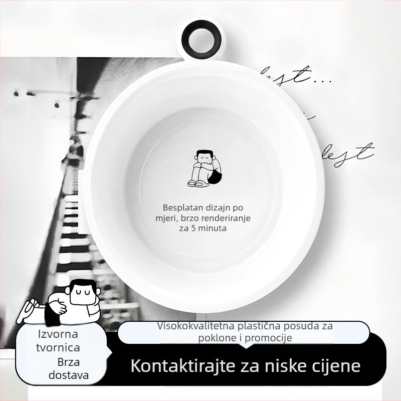 Neuništiv set plastičnih posuda za pranje za kućnu upotrebu — veliki, srednji i mali; debeli zidovi; može se slagati; pogodna za pranje rublja, čišćenje voća i povrća i skladištenje u kupaoni