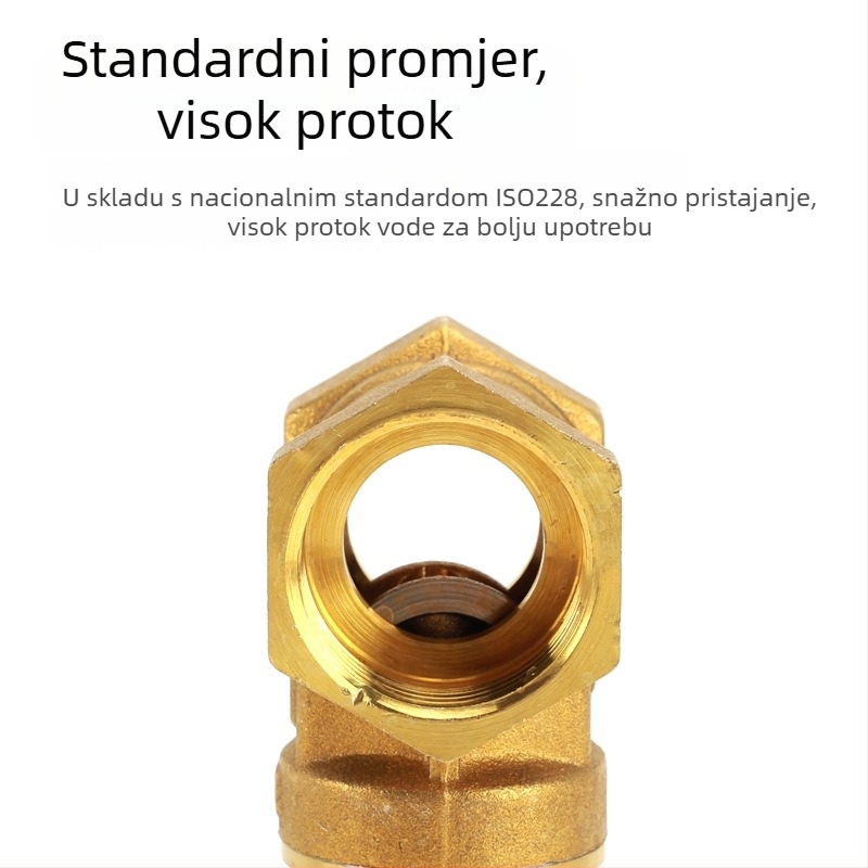 Latunska kapna ventil s dvostrukim unutarnjim navojem, debeli sigurnosni ventil sa ključem, protiv krađe vodomjera, glavni ventil