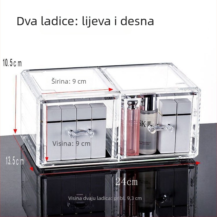 Prozirna akrilna kutija za kozmetiku s četiri ladice