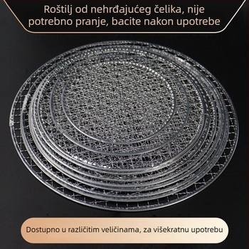 Velika mreža za roštilj na ugljen, jednokratna, bez čišćenja, kružna mreža u korejskom stilu za kuhanje čaja i roštilj ploču
