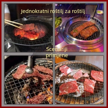 Velika mreža za roštilj na ugljen, jednokratna, bez čišćenja, kružna mreža u korejskom stilu za kuhanje čaja i roštilj ploču