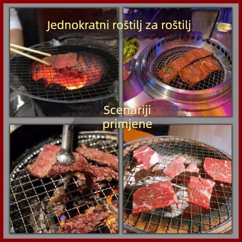 Velika mreža za roštilj na ugljen, jednokratna, bez čišćenja, kružna mreža u korejskom stilu za kuhanje čaja i roštilj ploču