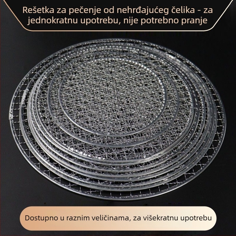Velika mreža za roštilj na ugljen, jednokratna, bez čišćenja, kružna mreža u korejskom stilu za kuhanje čaja i roštilj ploču