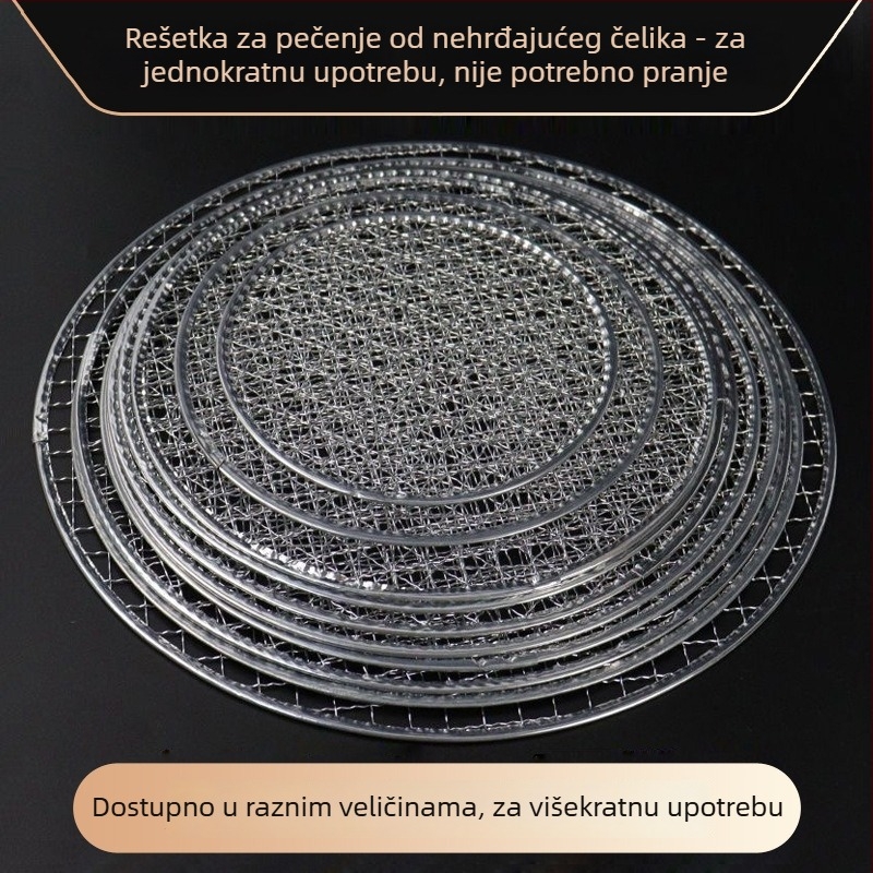 Velika mreža za roštilj na ugljen, jednokratna, bez čišćenja, kružna mreža u korejskom stilu za kuhanje čaja i roštilj ploču