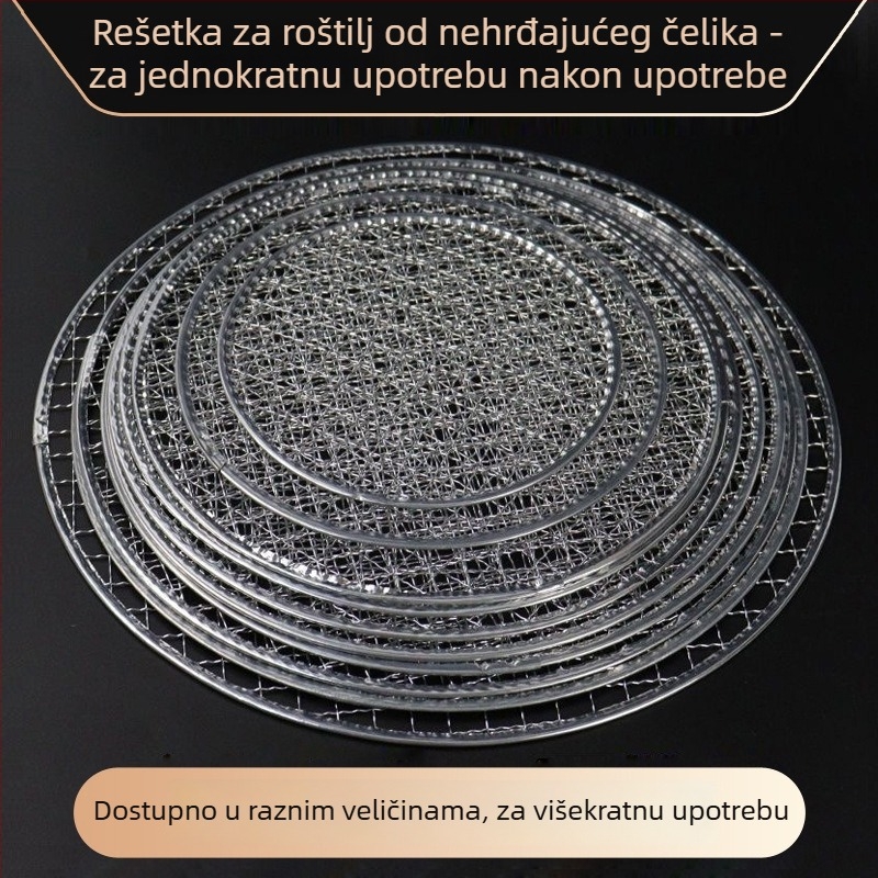 Velika mreža za roštilj na ugljen, jednokratna, bez čišćenja, kružna mreža u korejskom stilu za kuhanje čaja i roštilj ploču