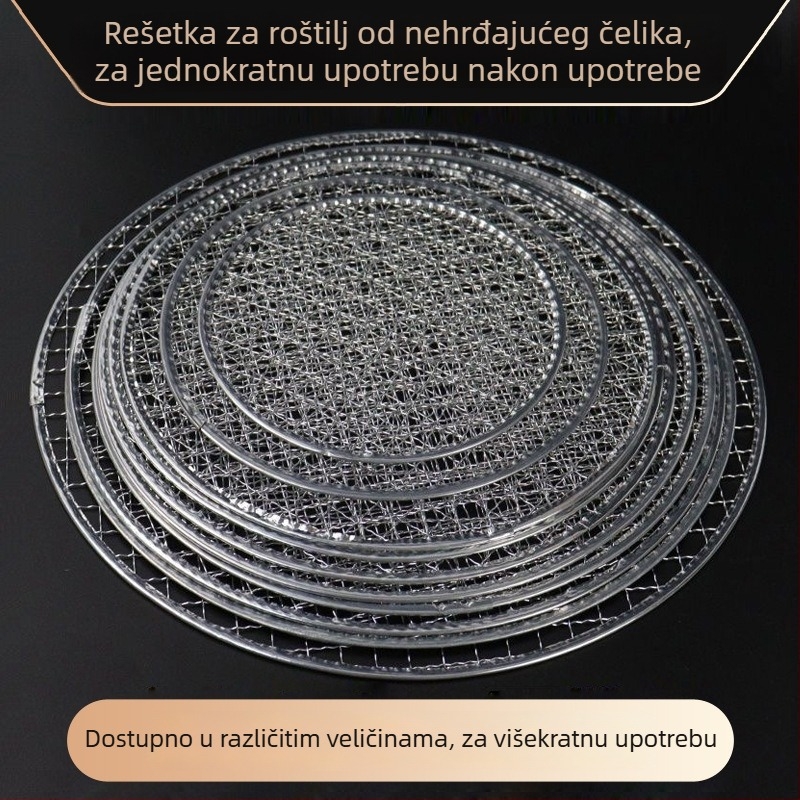 Velika mreža za roštilj na ugljen, jednokratna, bez čišćenja, kružna mreža u korejskom stilu za kuhanje čaja i roštilj ploču