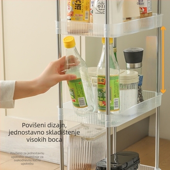 4-stupanjna akrilna kolica za pohranu s kotačićima – kuhinja, kupaonica, šminka