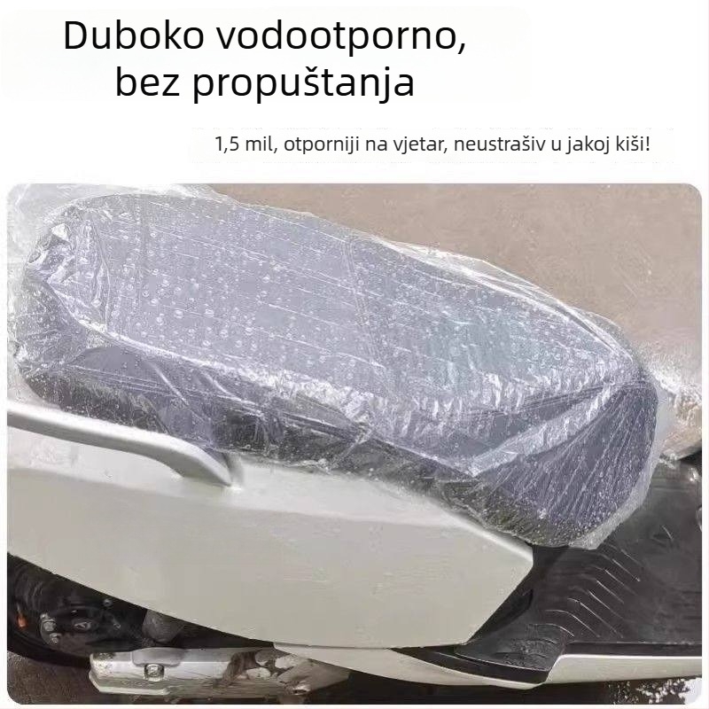 Jednokratna plastična navlaka za sjedalo za električna vozila i motocikle; vodootporna i otporna na kišu; univerzalna navlaka protiv prašine za sve sezone.