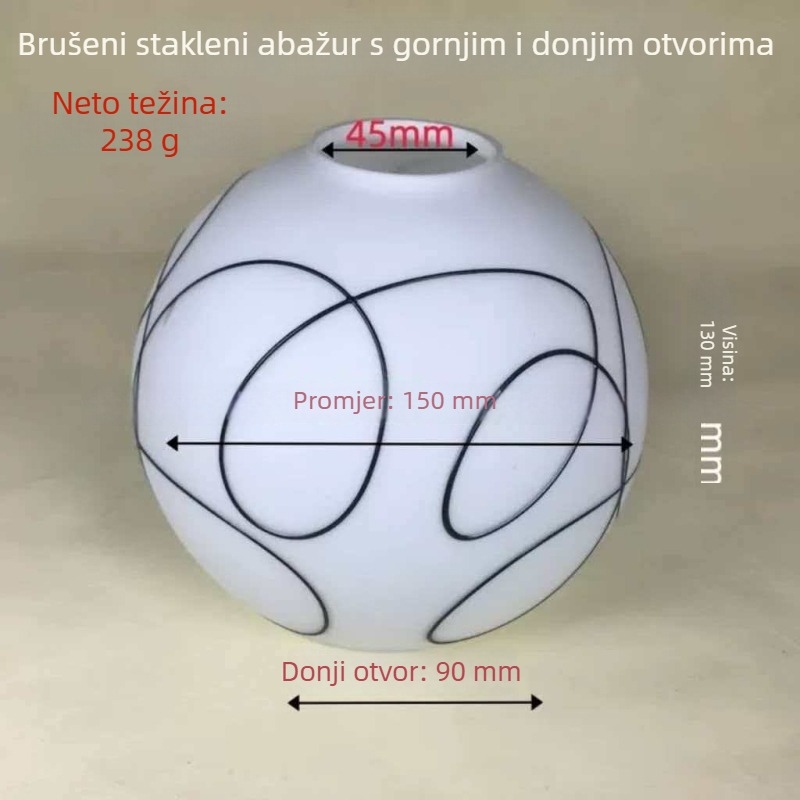 Stakleni abažur s kružnim otvorima na vrhu i na dnu, bijeli matirani vanjski omotač, za dnevnu sobu