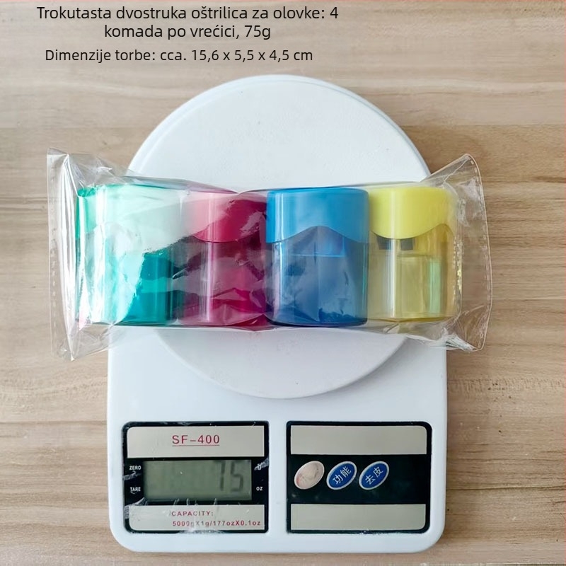 Ručna oštrivač za olovke s dva otvora, za učenike, plastičan