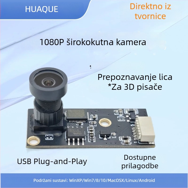 USB kamera modul bez drajvera s AI vizijom za Raspberry Pi – 1080p, 2MP, 30fps, USB sučelje, Linux/Windows/Android kompatibilno, sve-u-jednom reklamni sustav prikazivanja
