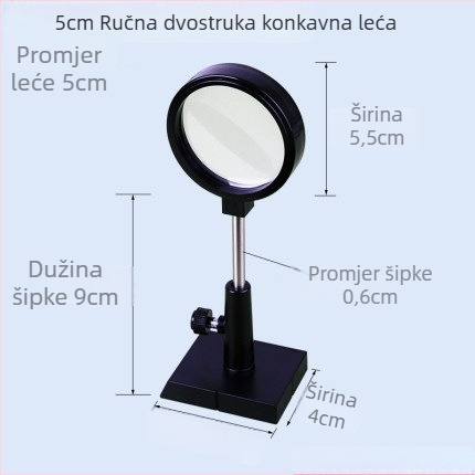 Optički edukativni komplet s lećama, prizmama, nosačem, ravno-konkavnim ogledalom, konkavno-konveksnom lećom i trokutastim prizmasom