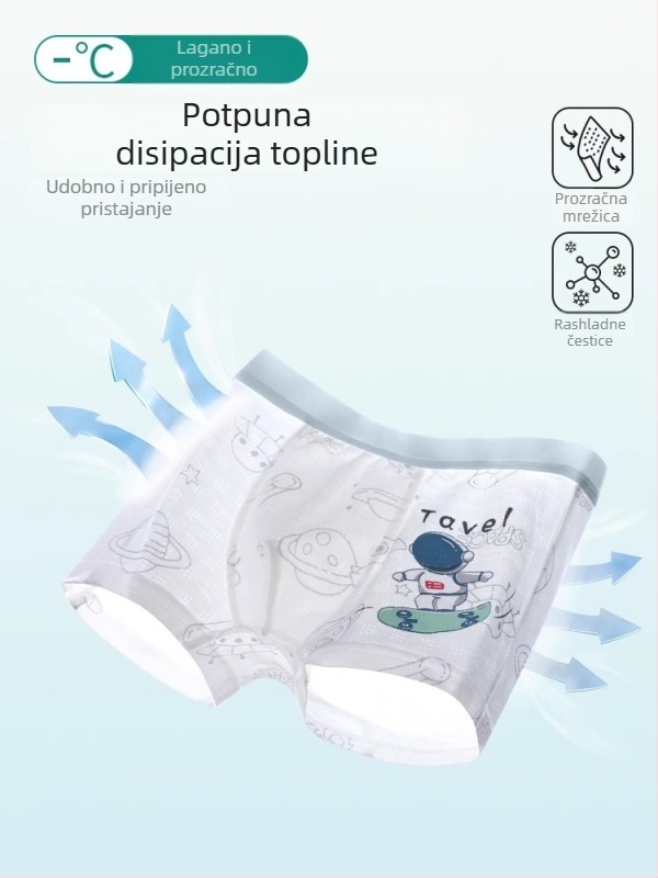 Ljetne tanke mrežaste bokserice za dječake srednjih i većih veličina, Klasa A, pamuk, Ice Silk tkanina