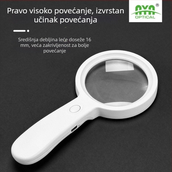 Ručna, punjiva povećala s LED svjetlom, za čitanje kod starijih i procjenu nakita, HD, njemačko rukotvorstvo