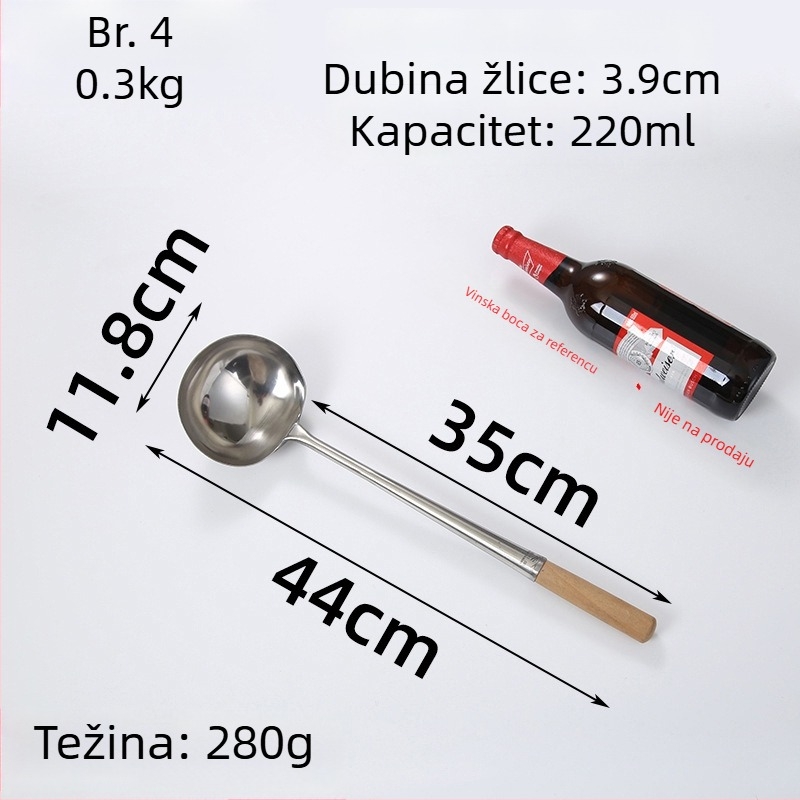 Eagle Mouth špatula za kuhanje od nehrđajućeg čelika s drvenom drškom, zaštita od opeklina, profesionalna kuhinja