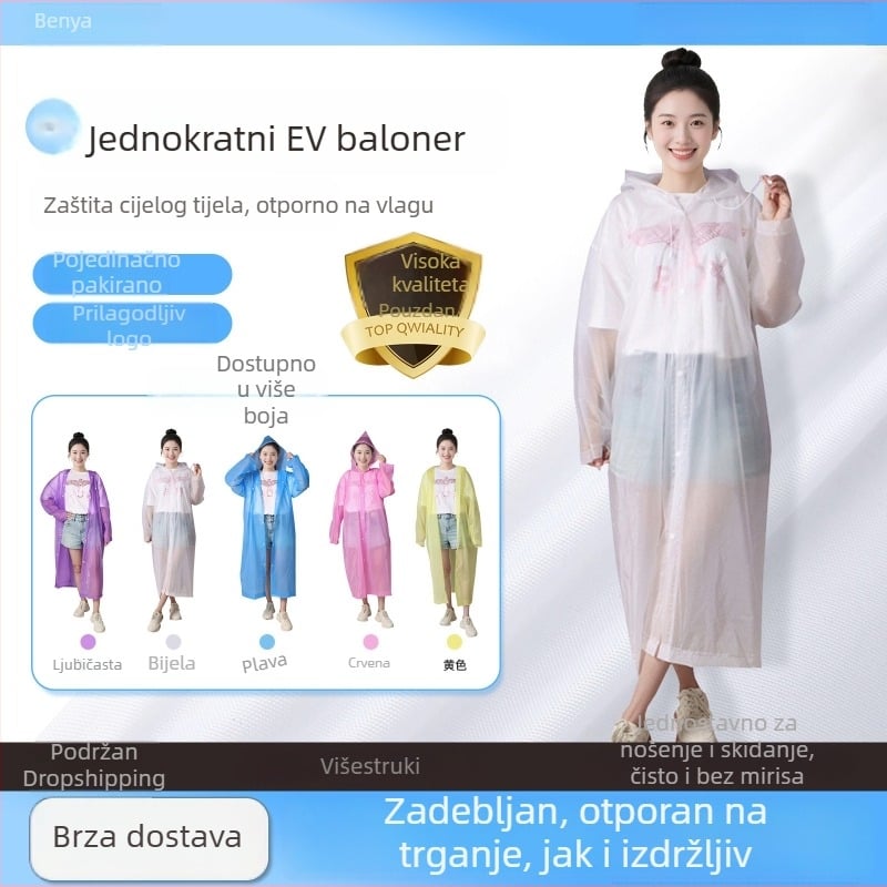 Jednokratna EVA kišob kišob za odrasle, debeli materijal 100–140 g, dugi pončo u jednom komadu, prijenosno za koncerte i rafting