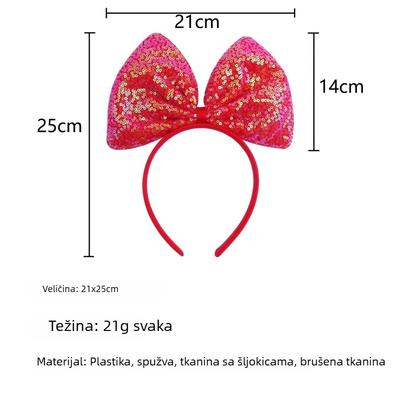 Dječji preveliki mašni trak za kosu s kristalima, sladak princesin dodatak za kosu