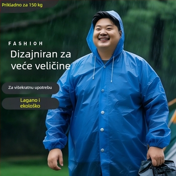 Odrasla EVA duga kišna kabanica, pončo, ponovno upotrebljiva, ekološki prihvatljiva, lagana za planinarenje i putovanja, s vezom