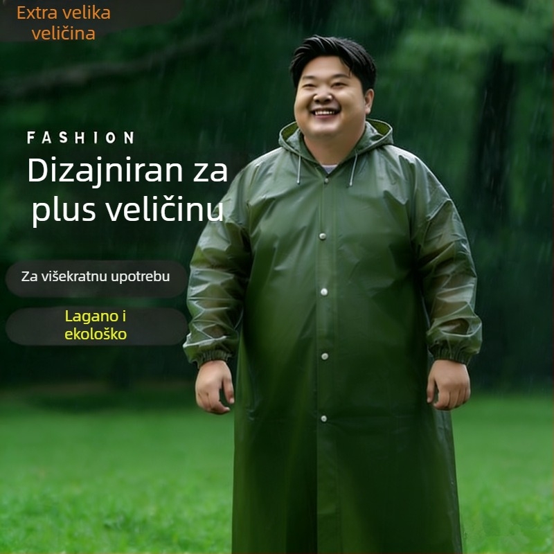 Odrasla EVA duga kišna kabanica, pončo, ponovno upotrebljiva, ekološki prihvatljiva, lagana za planinarenje i putovanja, s vezom