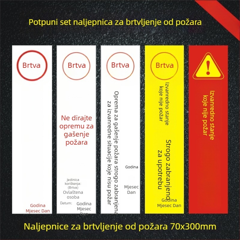 Naljepnice za brtvljenje ormarića hidranta i kartice za inspekciju opreme za gašenje