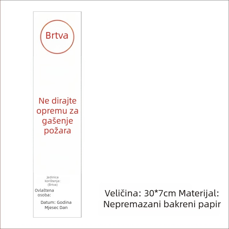 Naljepnice za brtvljenje ormarića hidranta i kartice za inspekciju opreme za gašenje