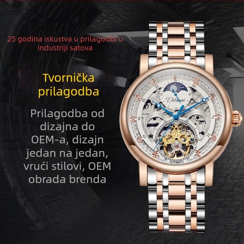 Black Samurai automatski mehanički sat s tourbillonom, vodootporan do 30 m, muški poslovni sat