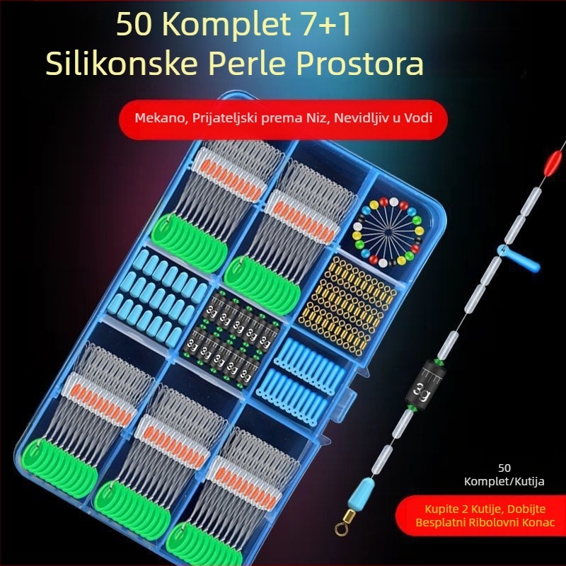 Space Bean silikon set — komplet s graduiranim olovnim utegom, glavnom linijom za ribolov i malim dodacima