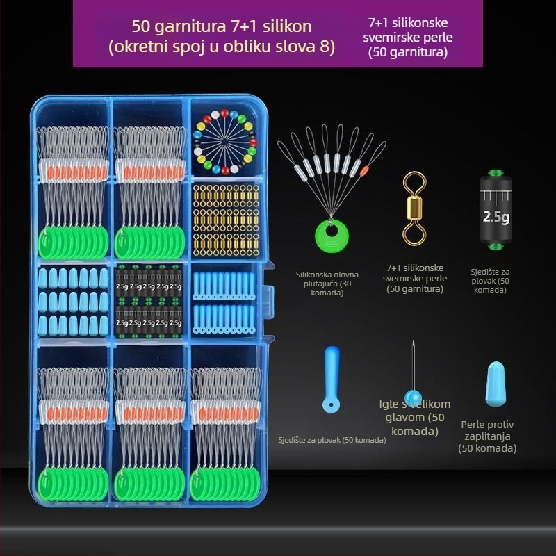 Space Bean silikon set — komplet s graduiranim olovnim utegom, glavnom linijom za ribolov i malim dodacima