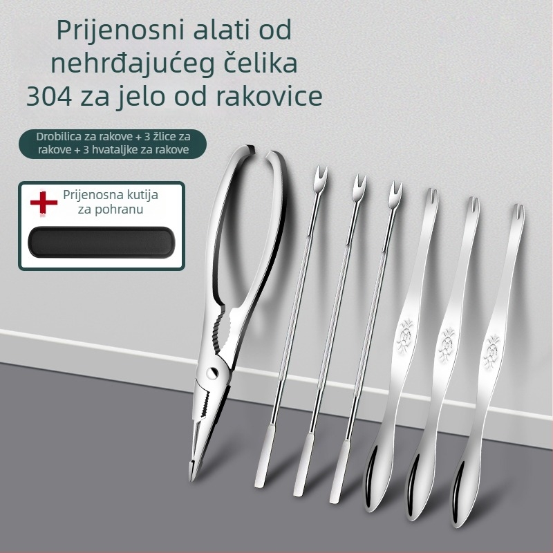 Set alata za jedenje rakova od nehrđajućeg čelika za kućnu upotrebu – kandže i kliješta za rakove, alat za vađenje mesa rakova