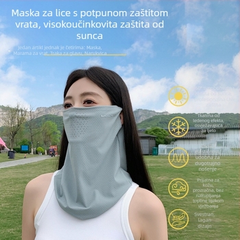 Ženska maska za zaštitu od sunca s UV zaštitom, šal za glavu za vožnju biciklom s trakicama za uši, ovratnik, veo od ice silk za vanjske aktivnosti
