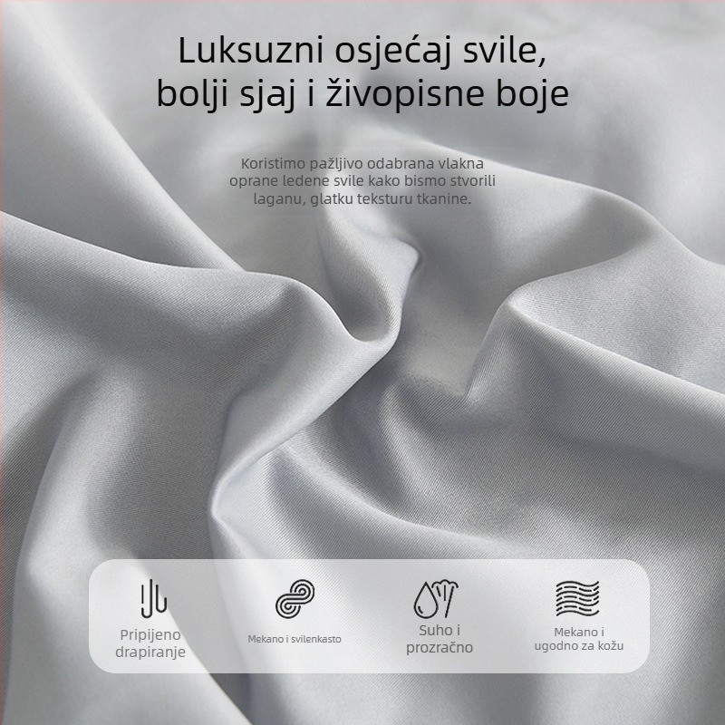 Ice Silk ljetne posteljine za krevet, hlađenje, zaštita madraca, potpuno pokrivanje protiv klizanja, set posteljine, 2025 novi model